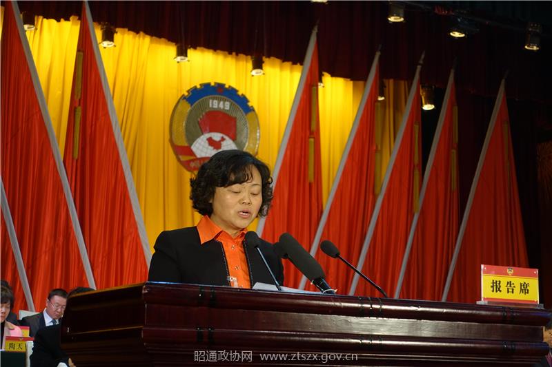 晏祥莉副主席主席代表政协昭通市第三届委员会常务委员会作关于提案工作情况的报告1.JPG